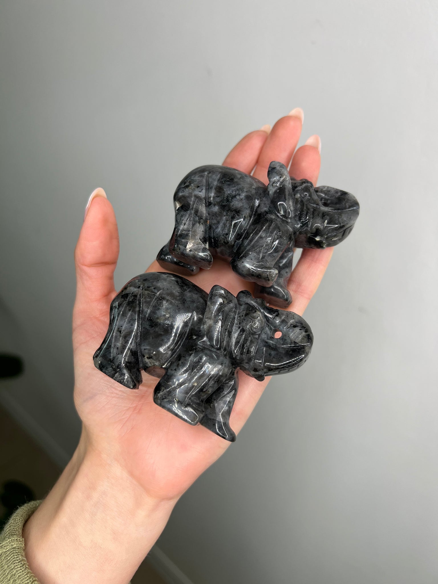 Silver Larvikite Elephant