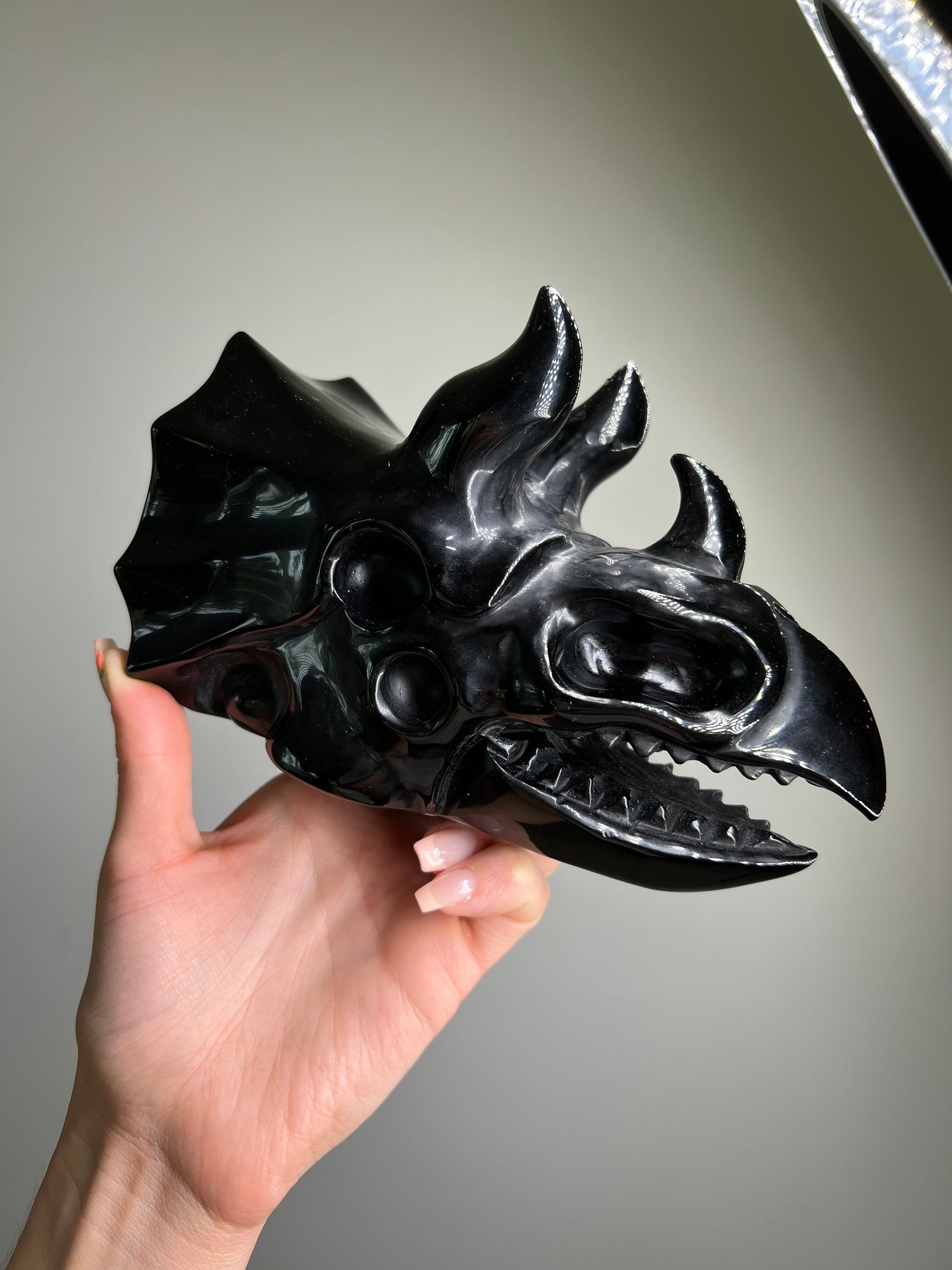 Obsidian Triceratops Skull