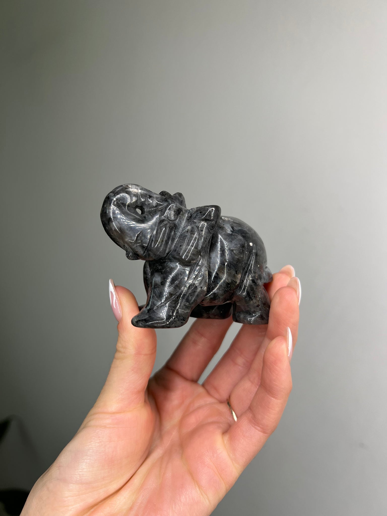 Silver Larvikite Elephant