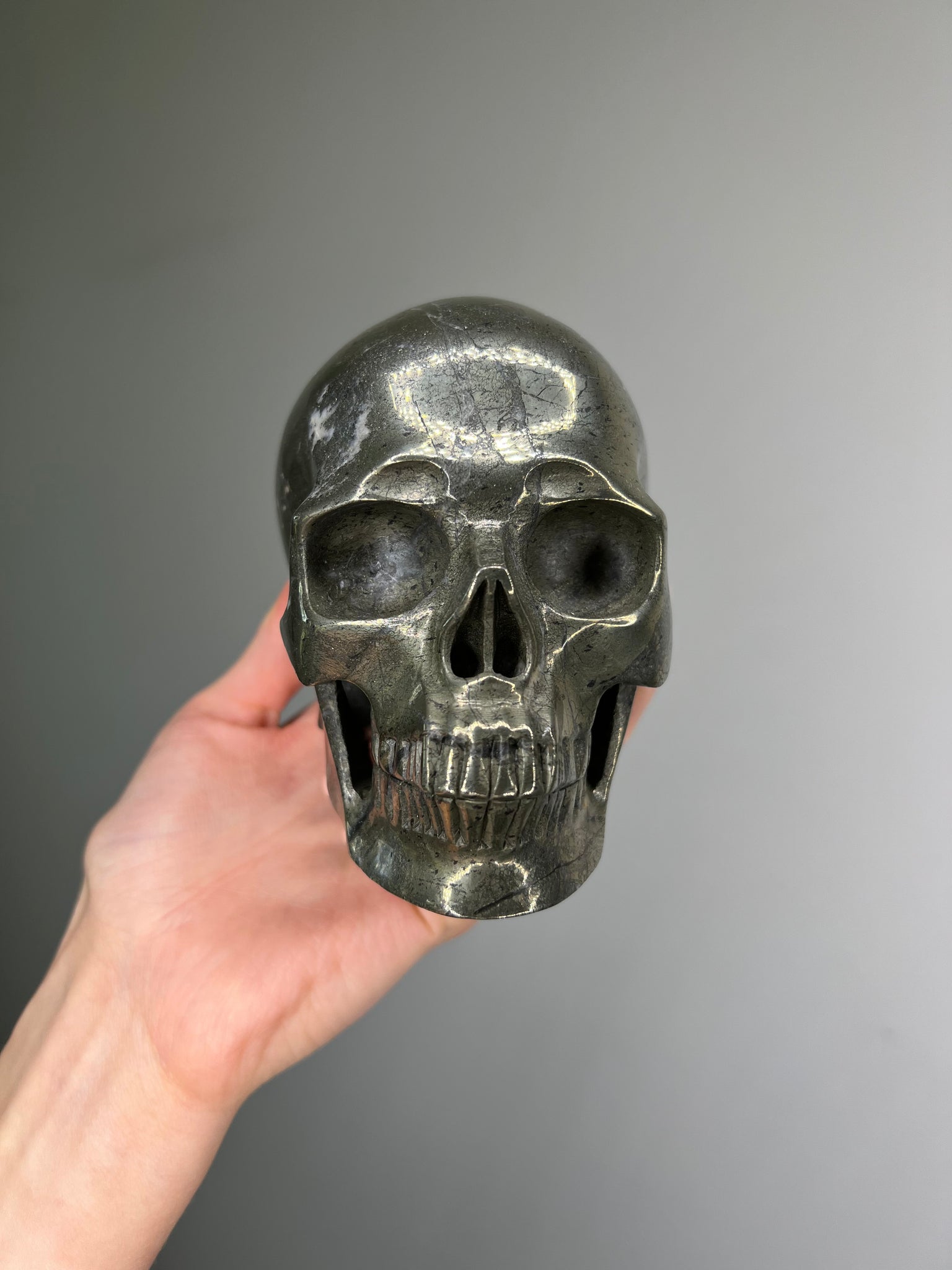 Pyrite w/ Quartz Skull