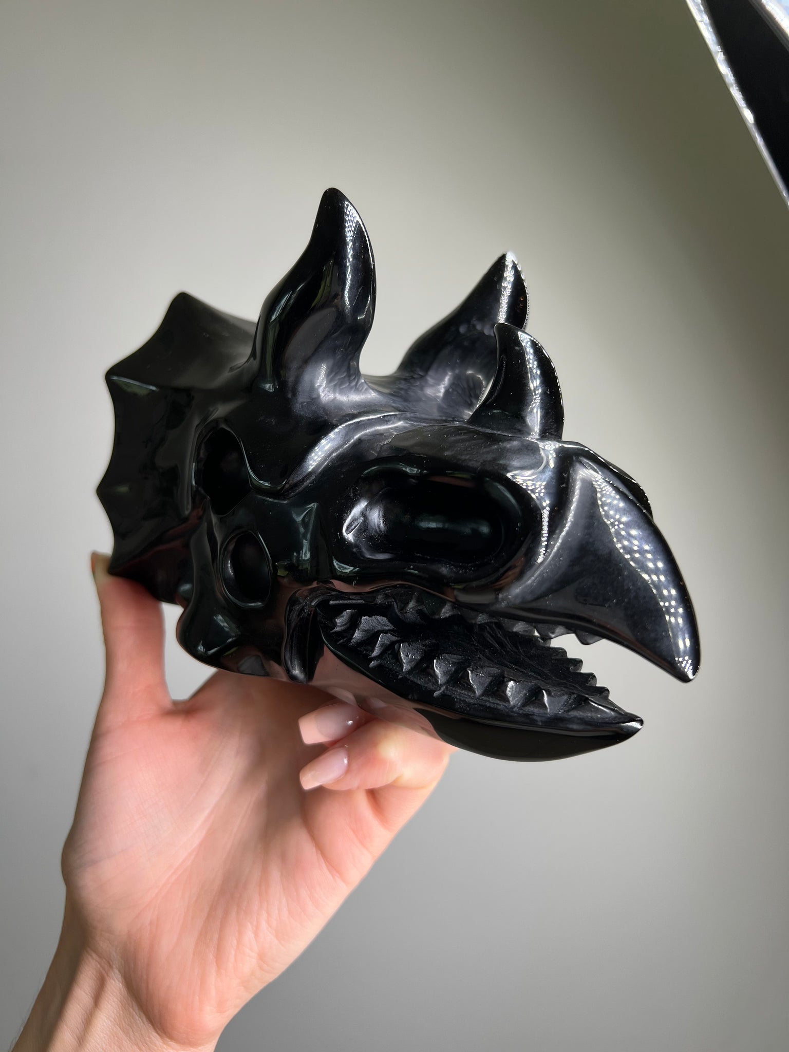 Obsidian Triceratops Skull