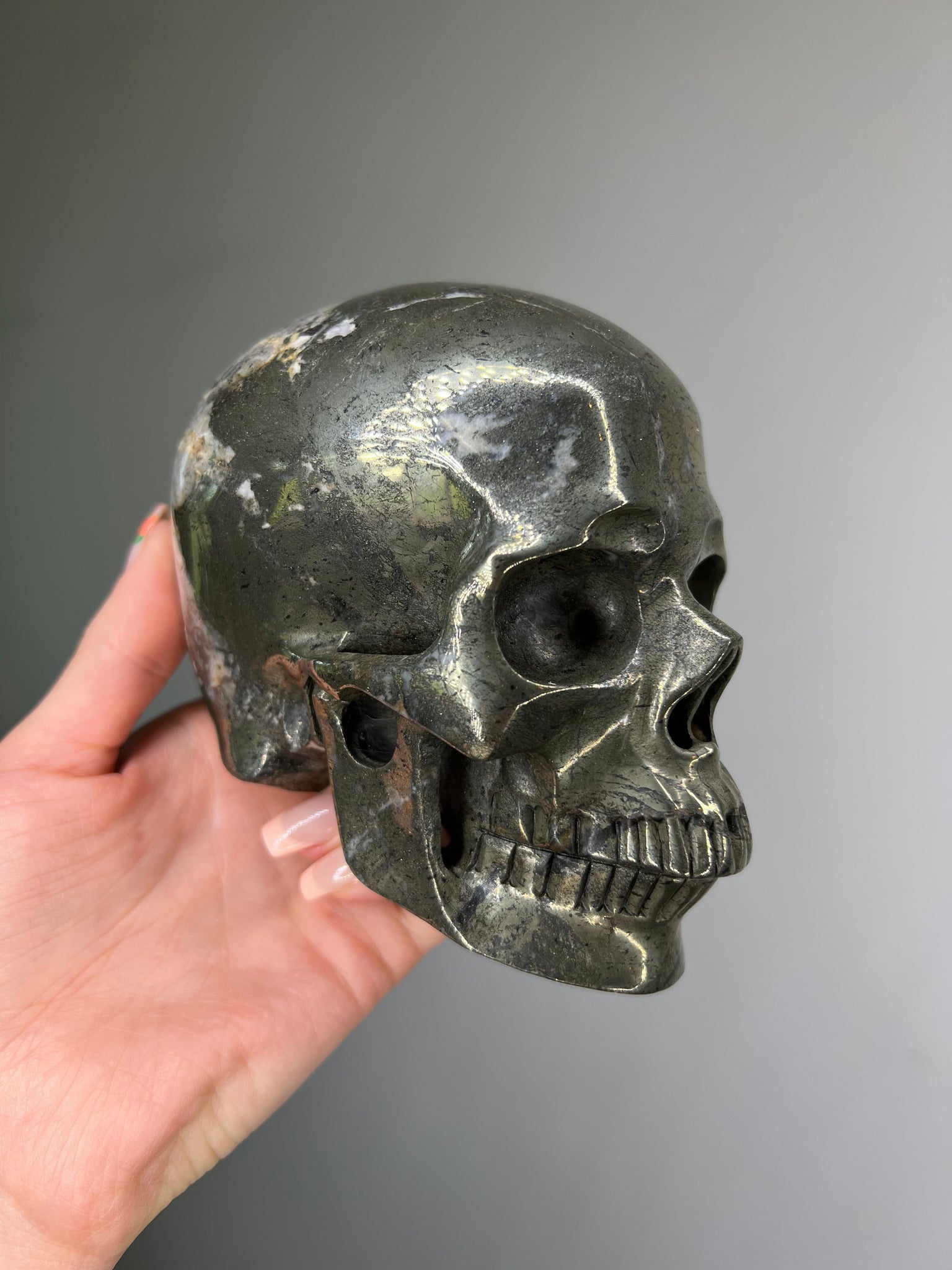 Pyrite w/ Quartz Skull