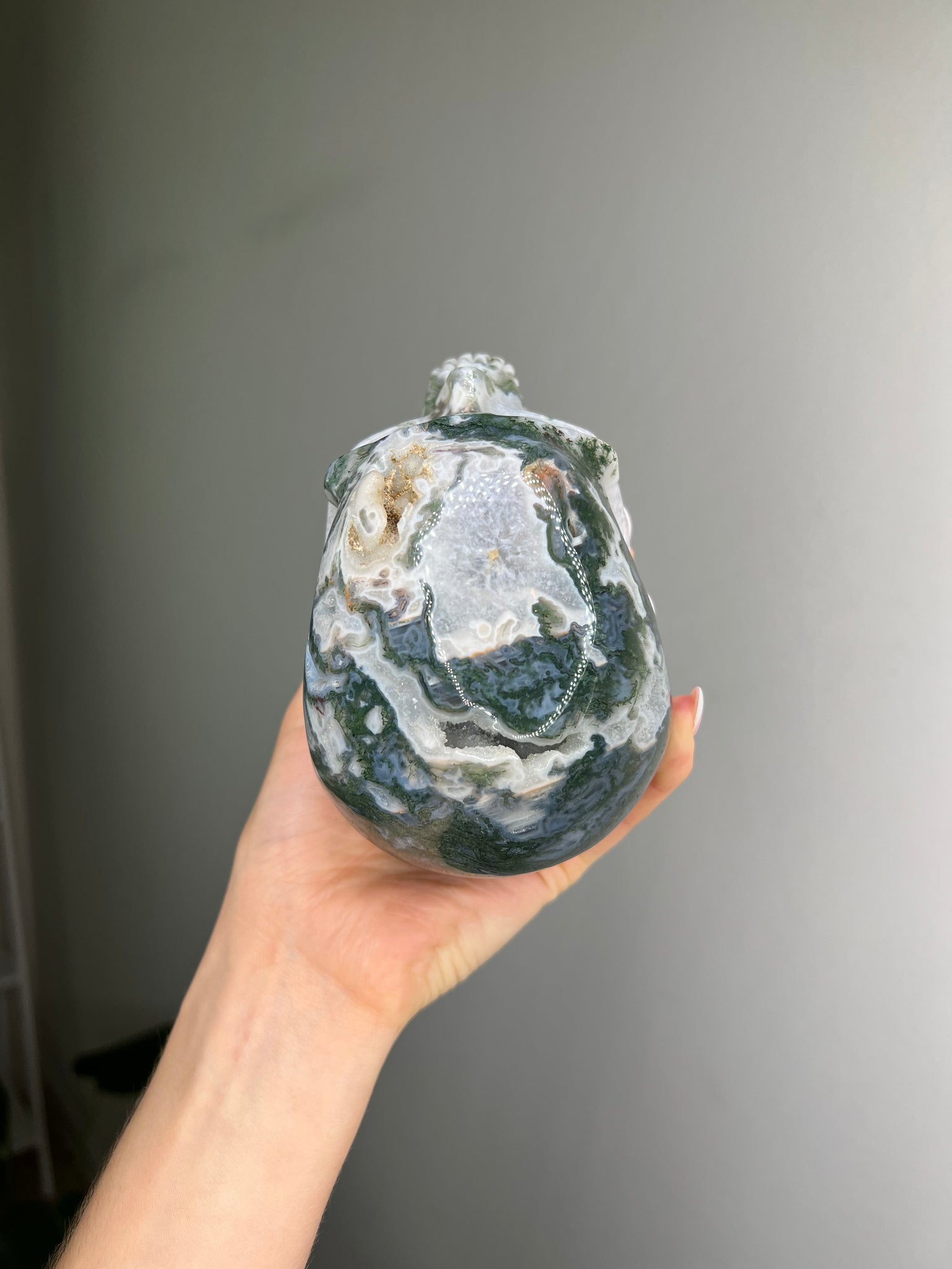 Moss Agate Skull