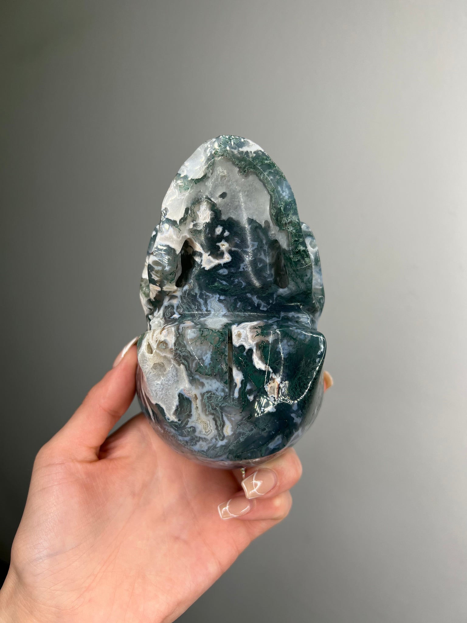 Moss Agate Skull