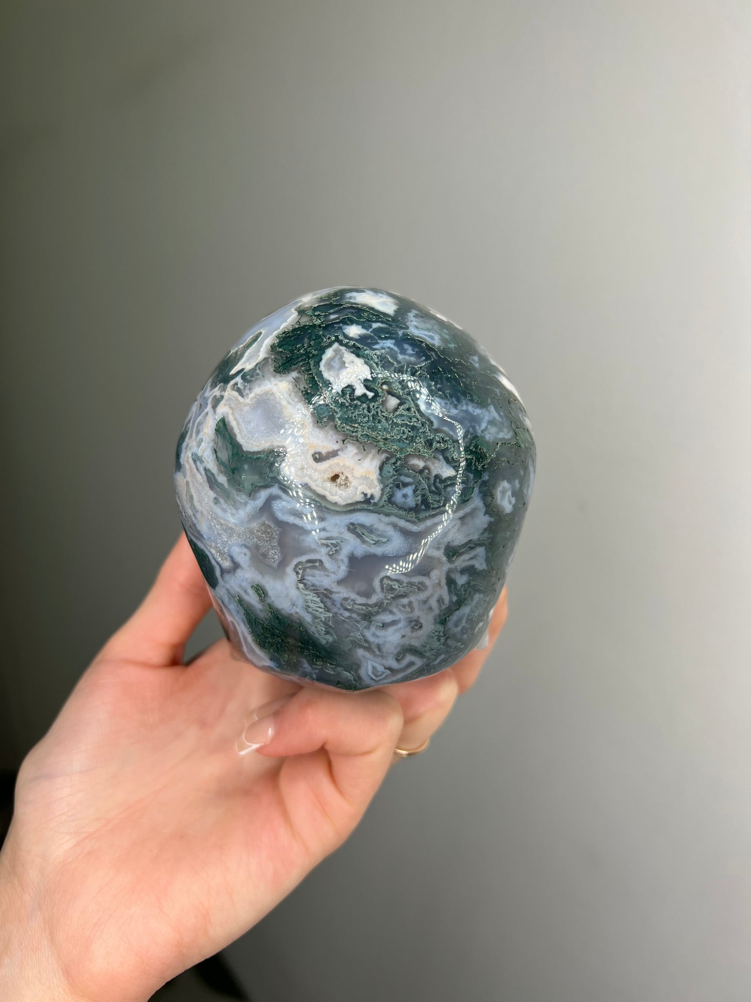 Moss Agate Skull