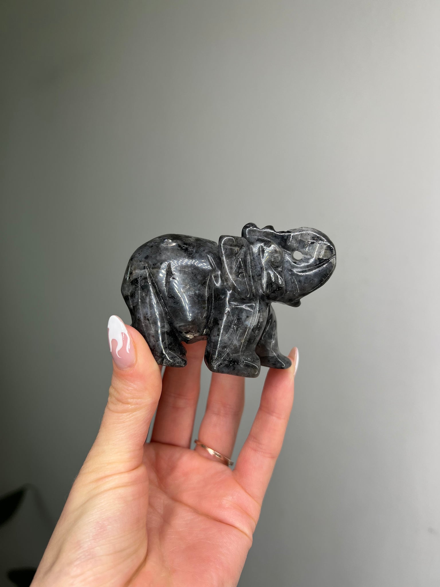 Silver Larvikite Elephant