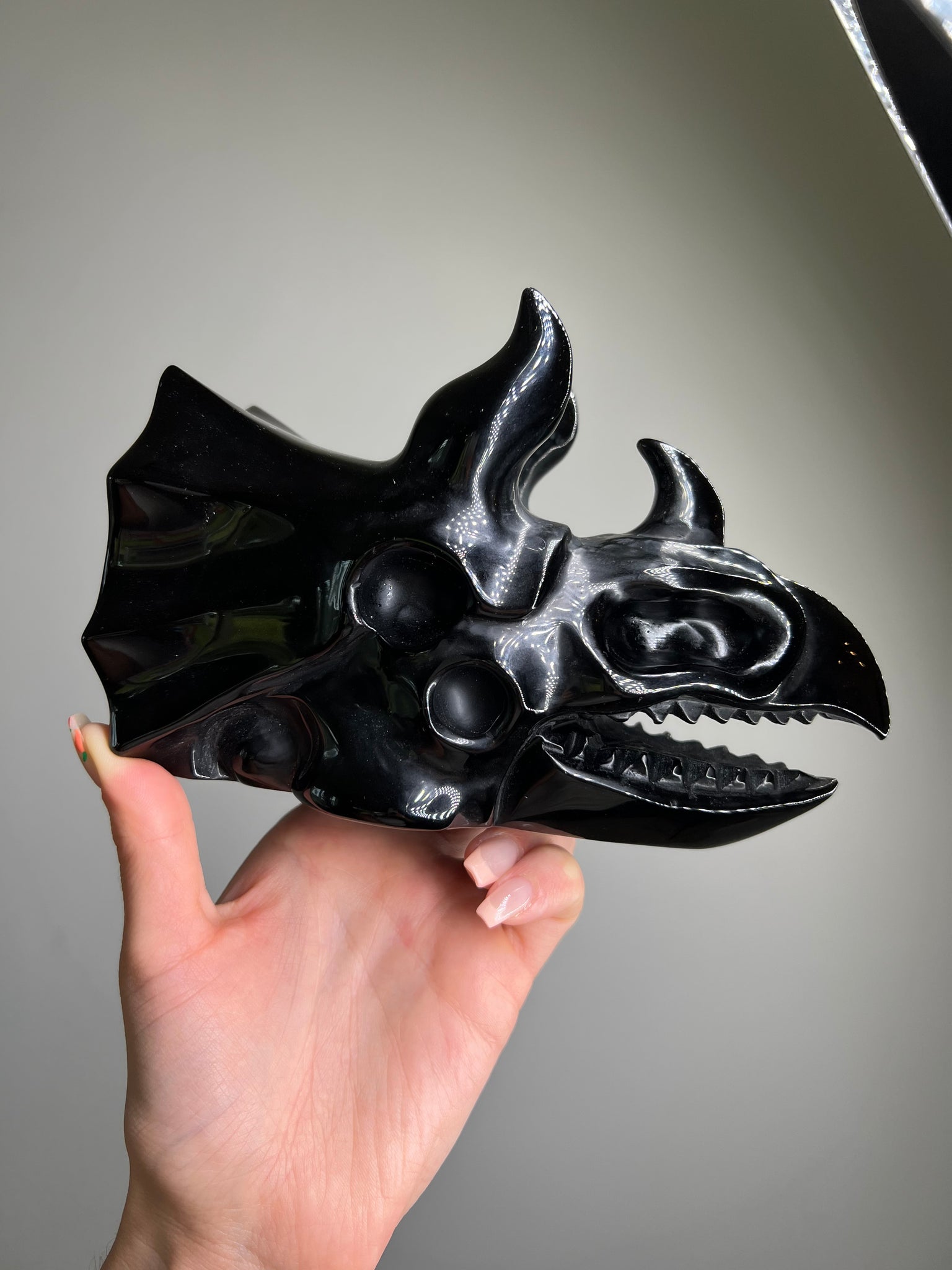 Obsidian Triceratops Skull