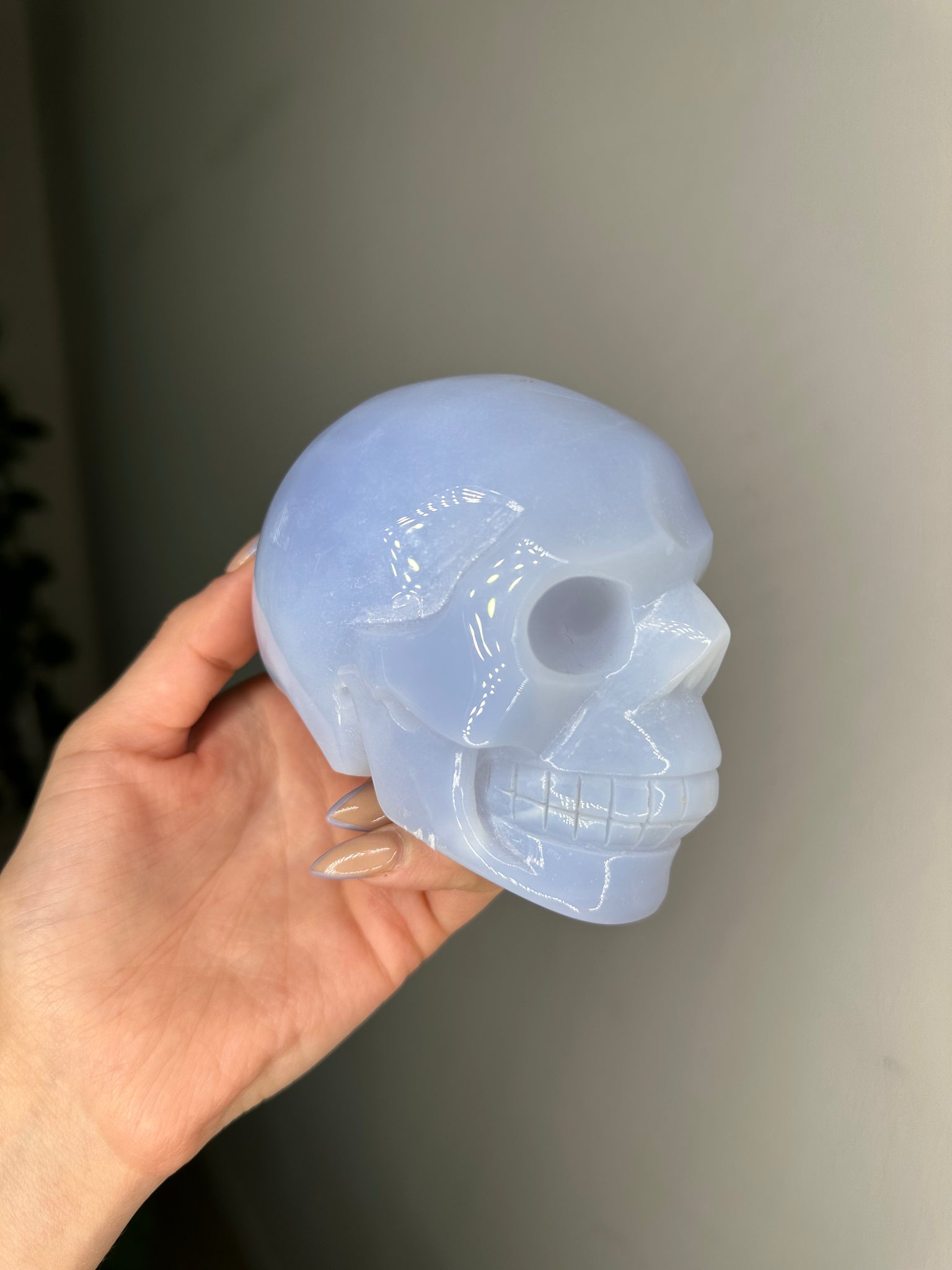 Blue Chalcedony Skull