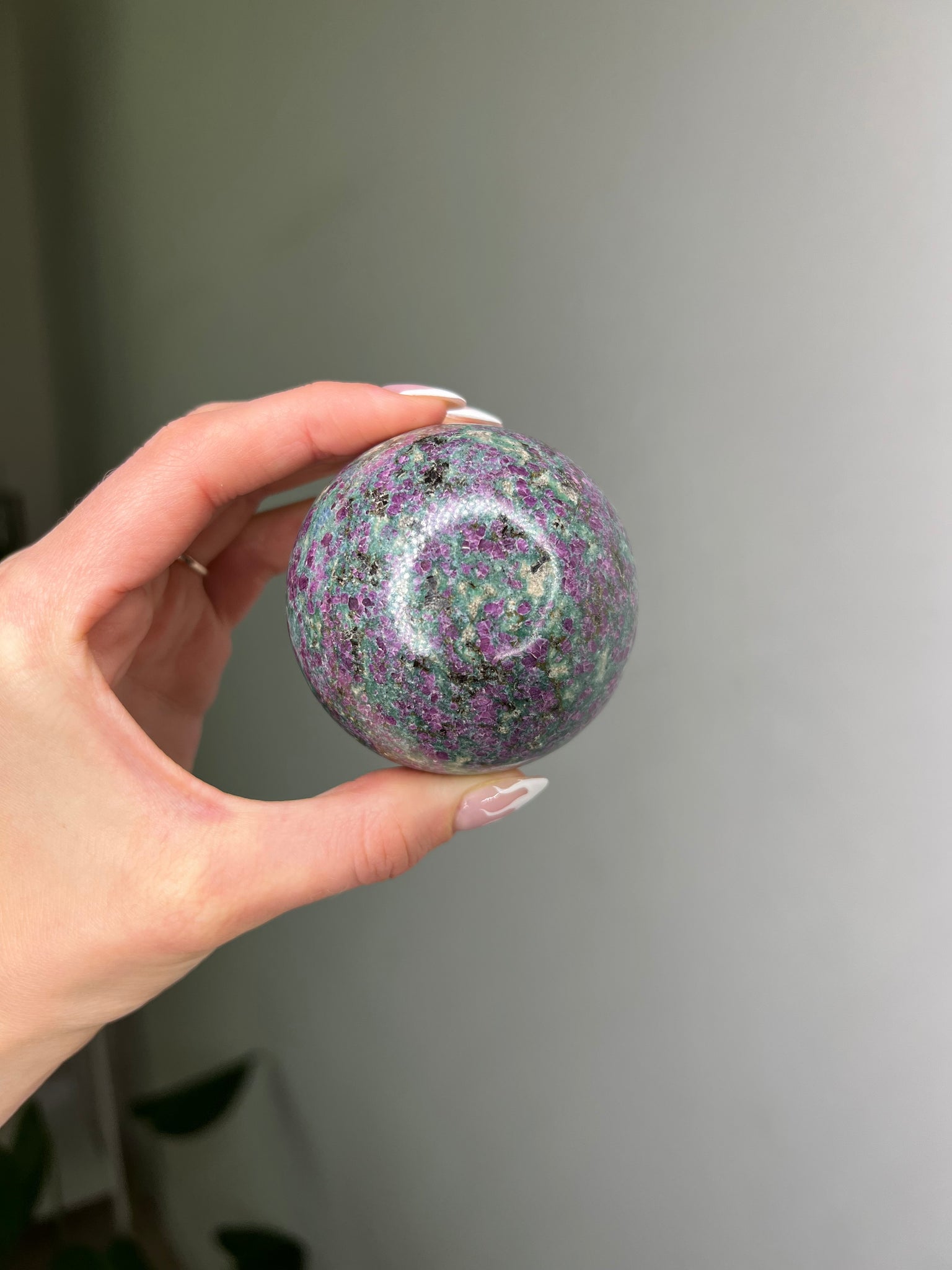 Ruby on Fuchsite Sphere