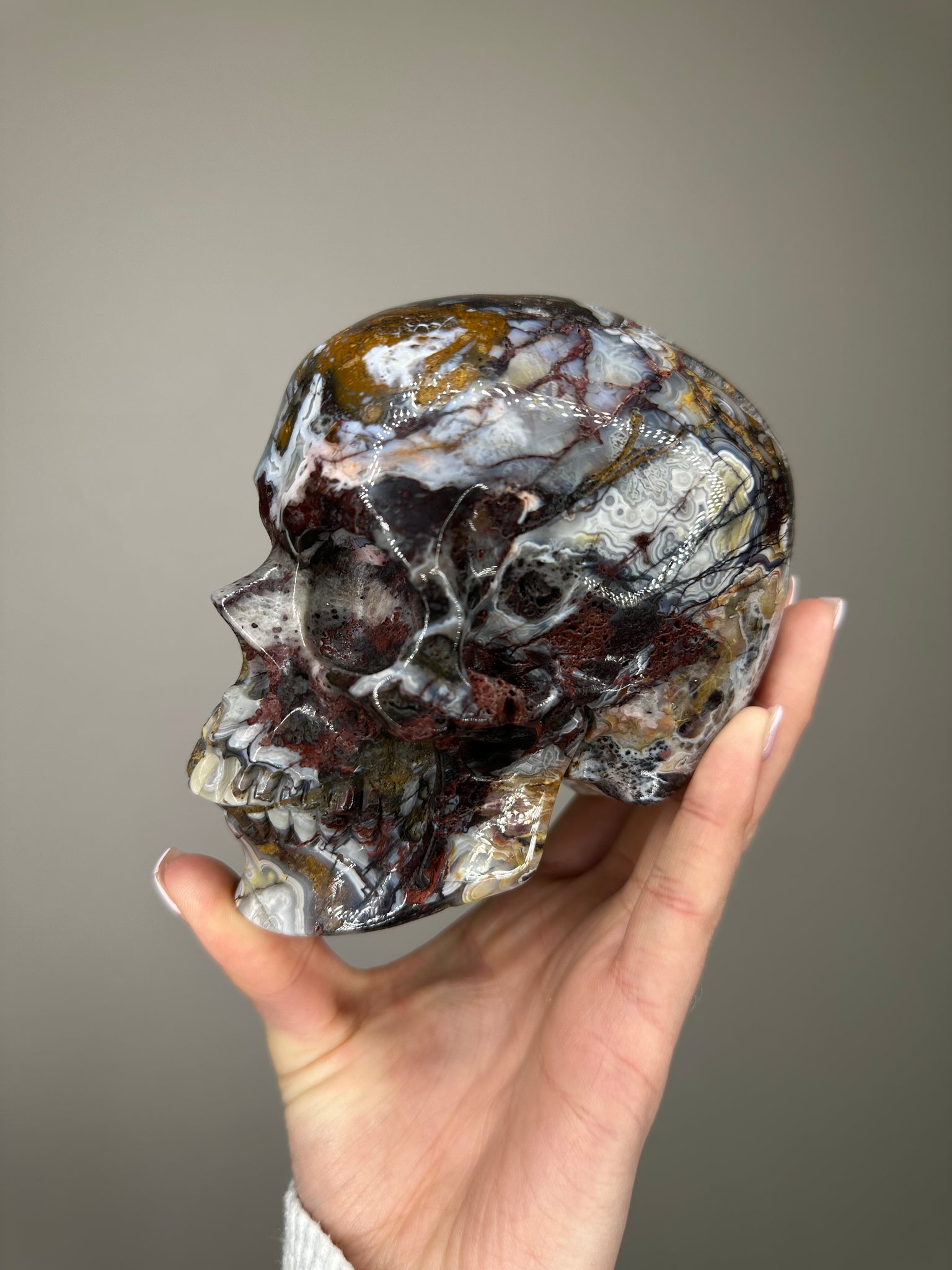 Realistic Crazy Laced Agate Skull