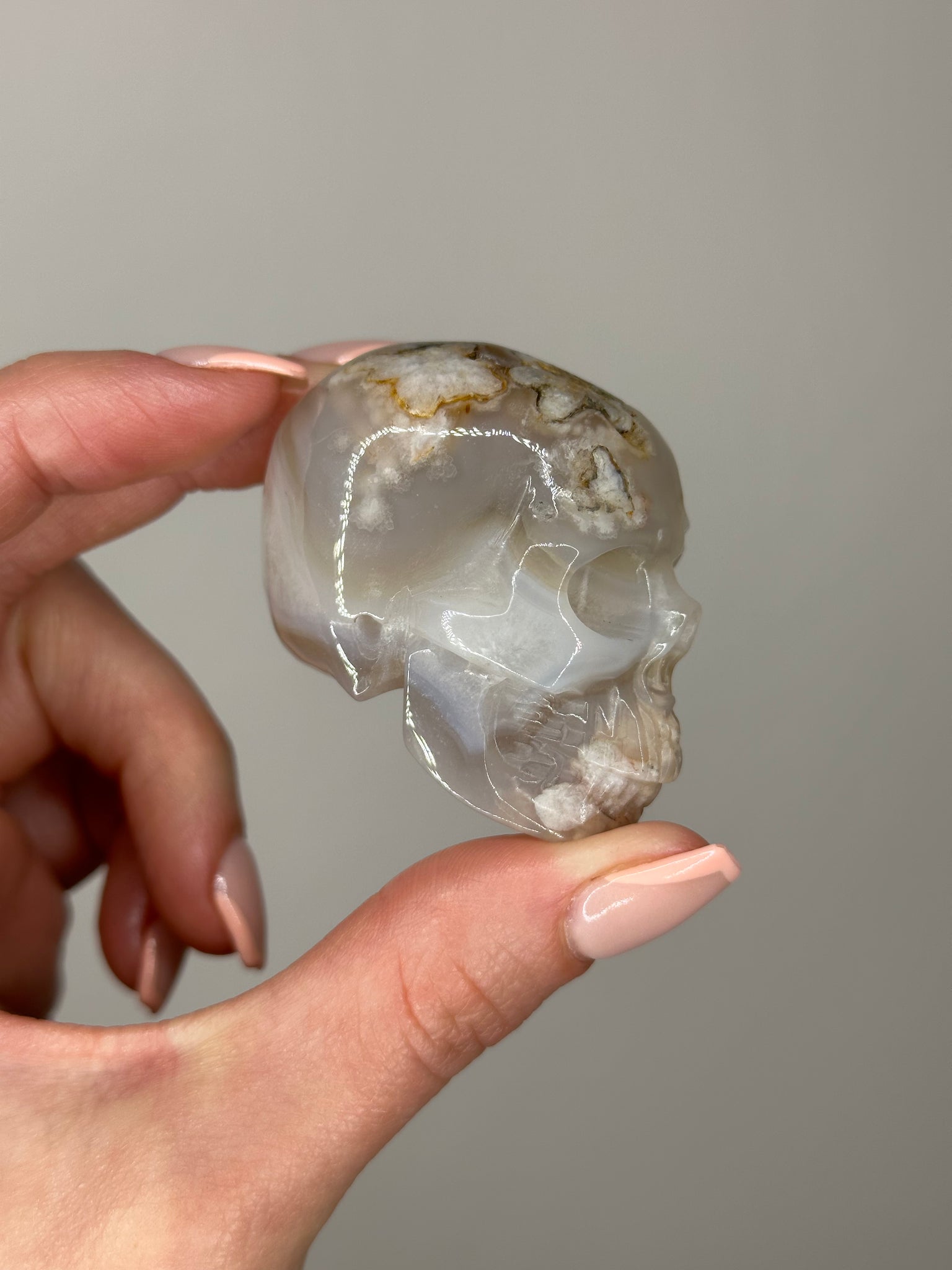 Realistic Flower Agate Skull