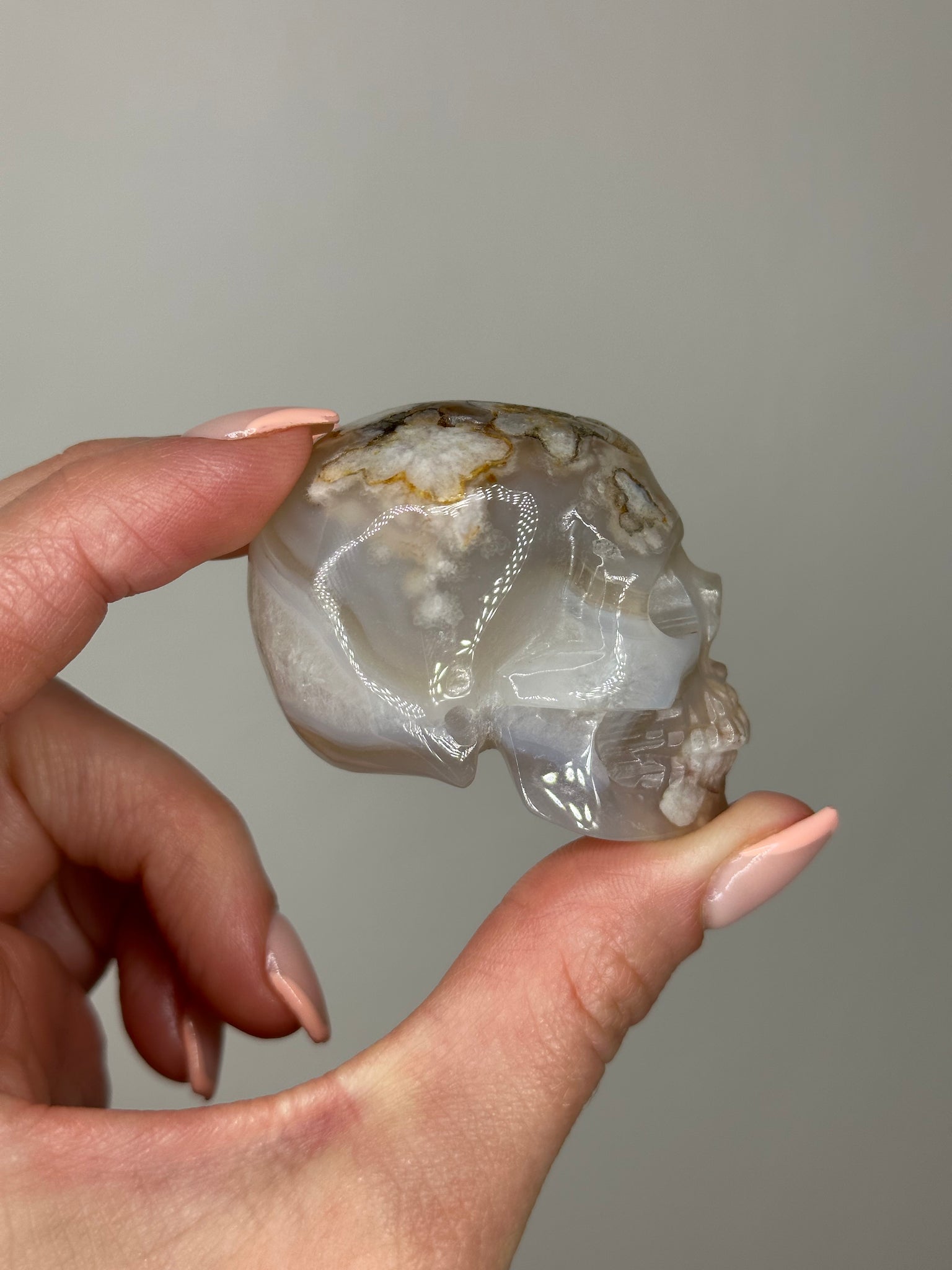 Realistic Flower Agate Skull