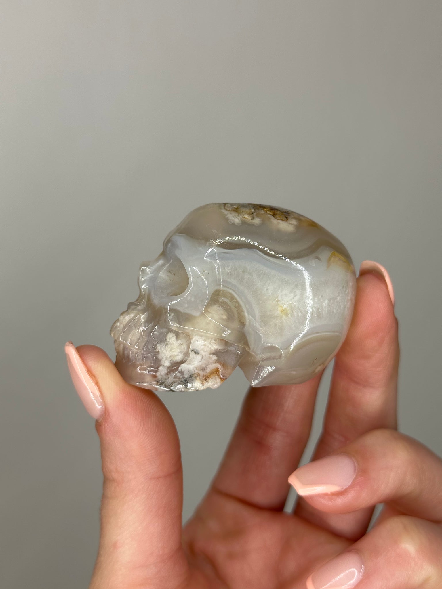 Realistic Flower Agate Skull